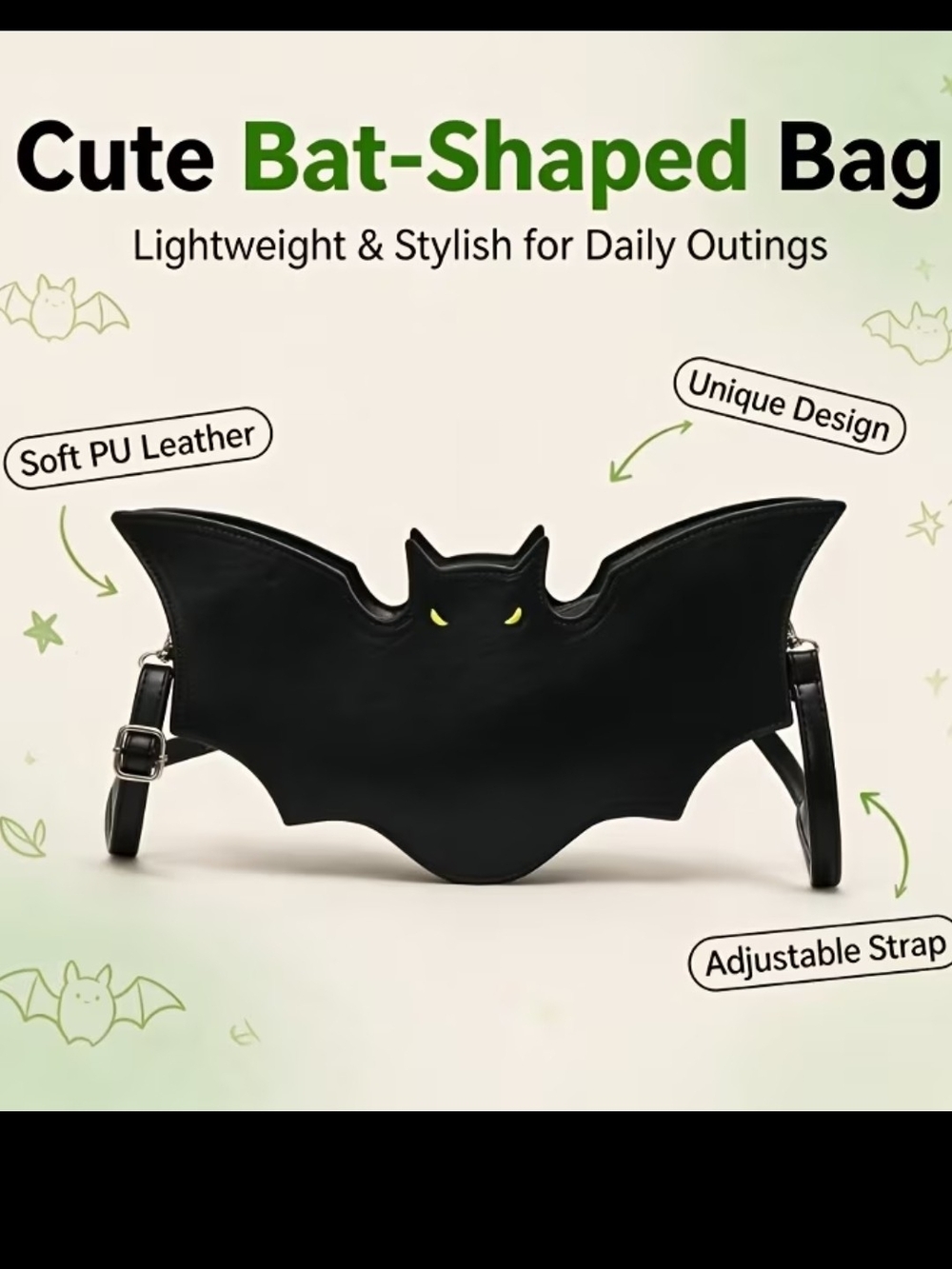 Womens Black Bat-Shaped Costume Bag by